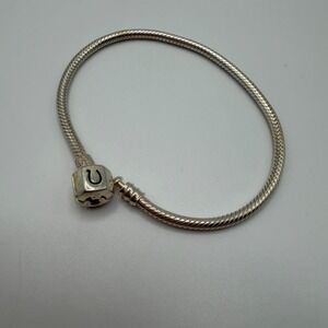 Chamilia Sterling Silver Snake ChainCharm  Bracelet Round Link Barrel Clasp